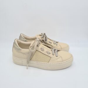 Crown sneaker beige con bande tessuto laminato