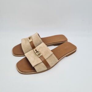 CIABATTA IN CAMOSCIO CON CHIUSURA HERMES