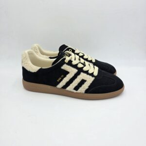 Back70 sneaker Cloud camoscio nero e teddy panna
