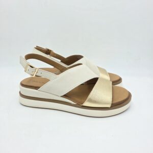 Inuovo sandalo zeppa Crema e Platino