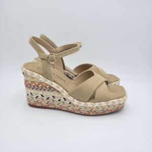 Alma en Pena sandalo suede Sand con zeppa multicolor