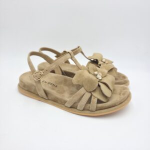 Alma en Pena sandalo in camoscio Sand con fiore