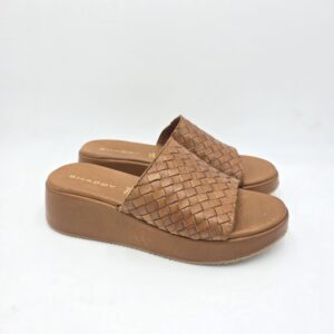 Shaddy ciabatta in pelle intrecciata Cuoio