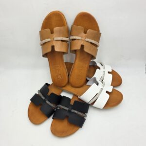 Ciabattina fascia taglio H con strass