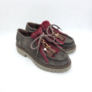 Melinè ingegnere suede Moro con frangia Bordeaux