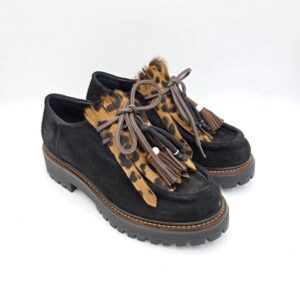 Meliné ingegnere suede Nero con frangia Animalier