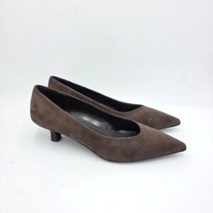 Décolletè tacco kitten in ecosuede Marrone