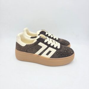 Back70 sneaker platform velvet Marrone e Strass