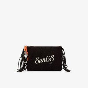 Sun68 pochette con tracolla lavorazione tricot e frange Nero